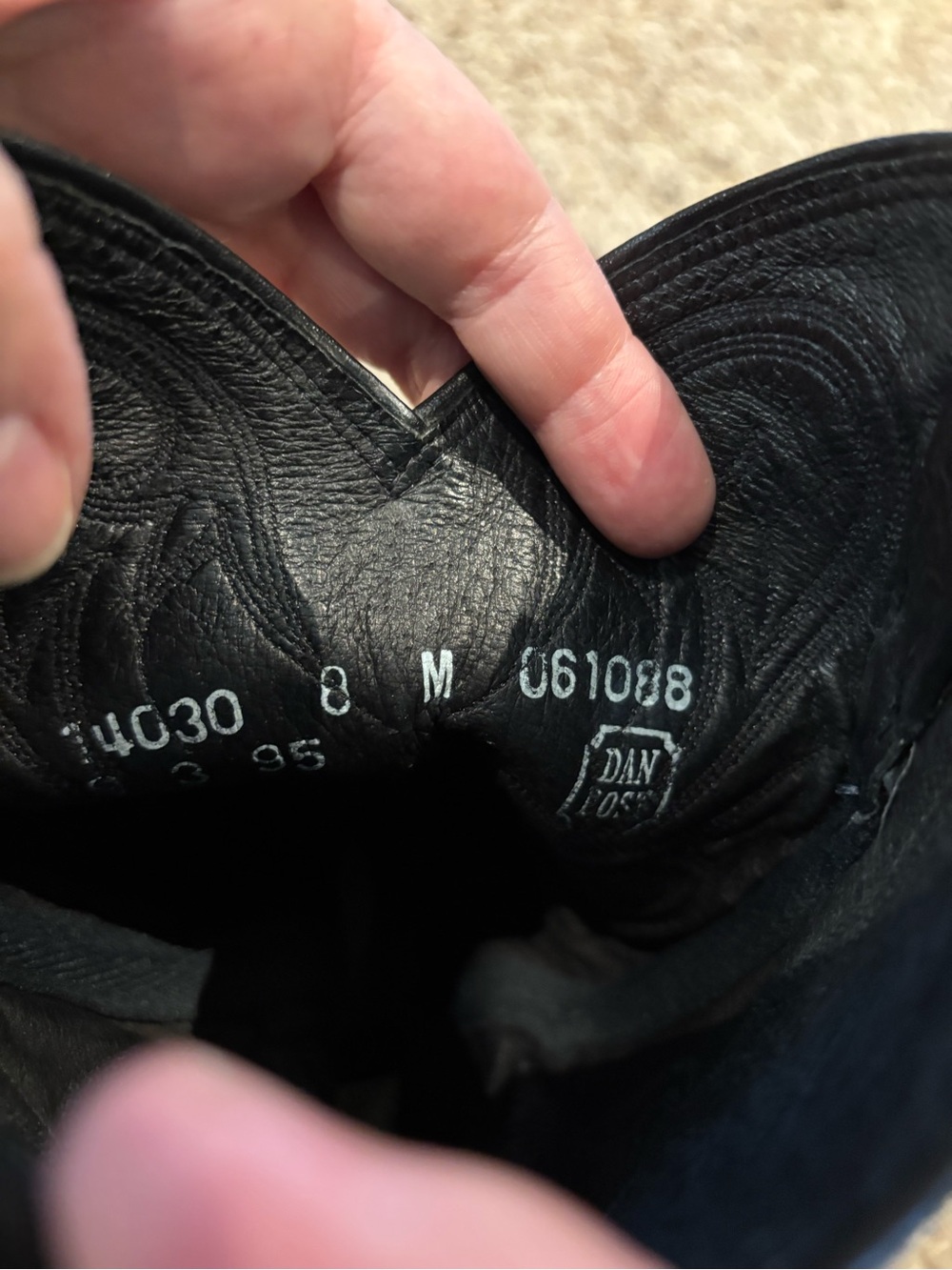 Dan Post Black Leather Western Cowboy Boots with Embroidered Shaft - Picture 3 of 5